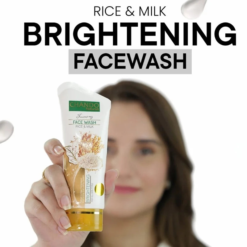 Chando Rice & Milk Brightening Face Wash 100ml Gentle Cleanser for Radiant Glowing Skin