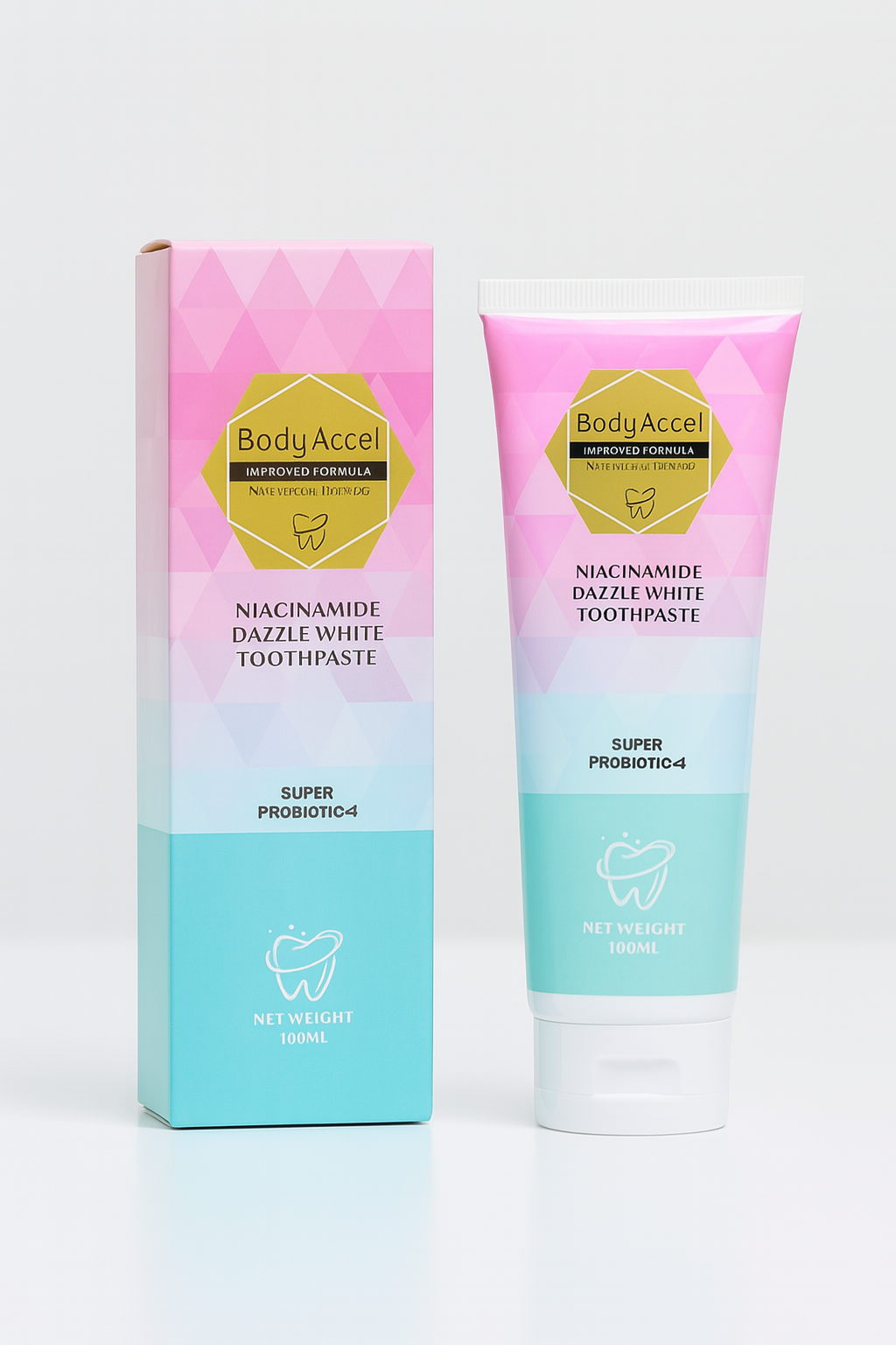 Body Accel Niacinamide Whitening Toothpaste 100ml – Advanced Stain Removal With Probiotics For Bright Smile & Fresh Breath