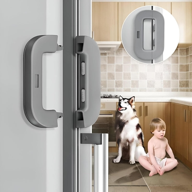 Baby Proof Double Button Fridge Lock White & Grey