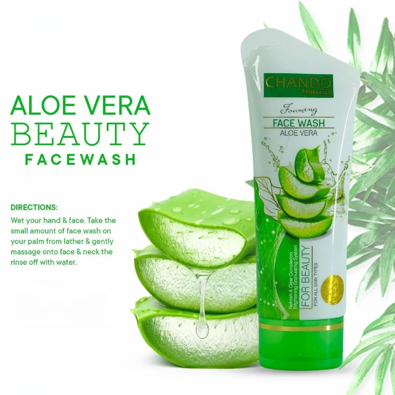 Chando Naturals Aloe Vera Beauty Face Wash 100ml Gentle Hydrating Cleanser for Sensitive Skin