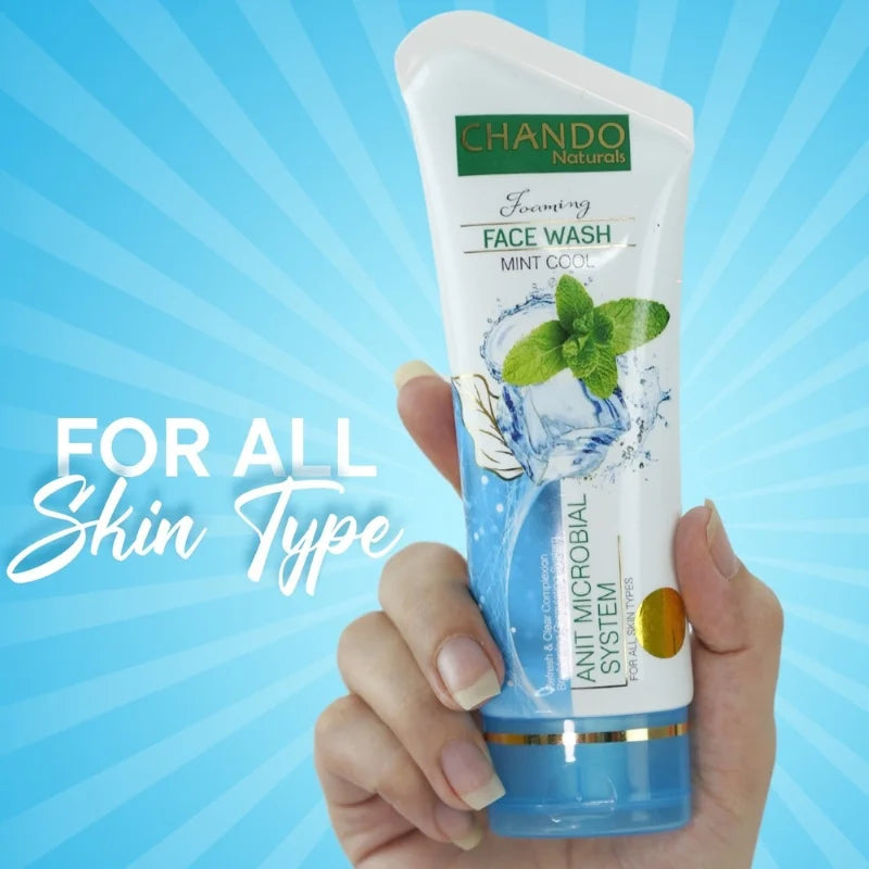 Chando Naturals Mint Cool Anti-Microbial Face Wash 100ml Daily Cleanser for Oily and Acne-Prone Skin