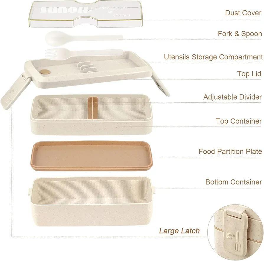 2 Layer Bento Box With Fork & Spoon