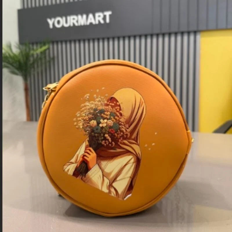 Caramel Faux Leather with Artistic Print for Women