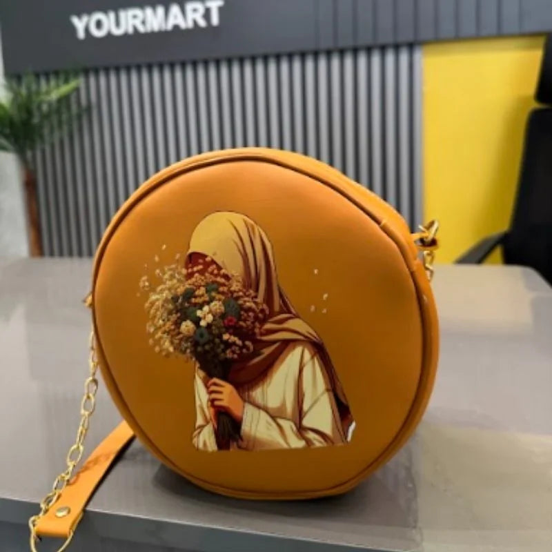 Caramel Faux Leather with Artistic Print for Women