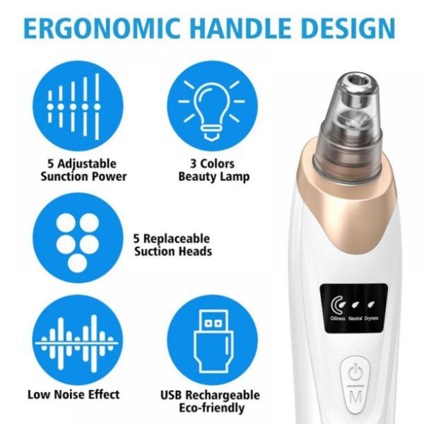 Blackhead Suction Remover Portable Pore Cleaner with LED Display and Multiple Suction Levels